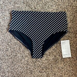 Athleta Maldives high waist bikini bottom black white stripe Medium